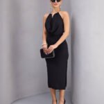 Crasia Boyundan Ay Aksesuar Siyah Sandy Elbise