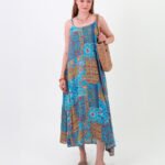 Crasia Ayarlanabilir Askılı Salaş Rahat Desenli Elbise