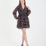 Crasia Kadın Kemerli Mini Şifon Elbise