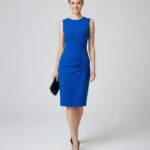 Crasia Kadın Drapeli Kısa Mavi Elbise