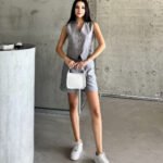 Crasia Gri Şort Yelek Keten Takım