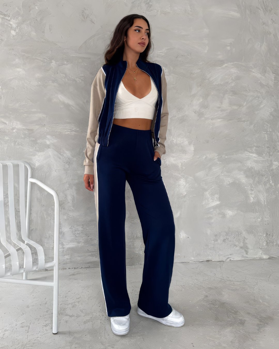 crasia-tek-parca-elbise-3 Crasia Double Color Fermuarlı Geniş Takım - Görsel 3