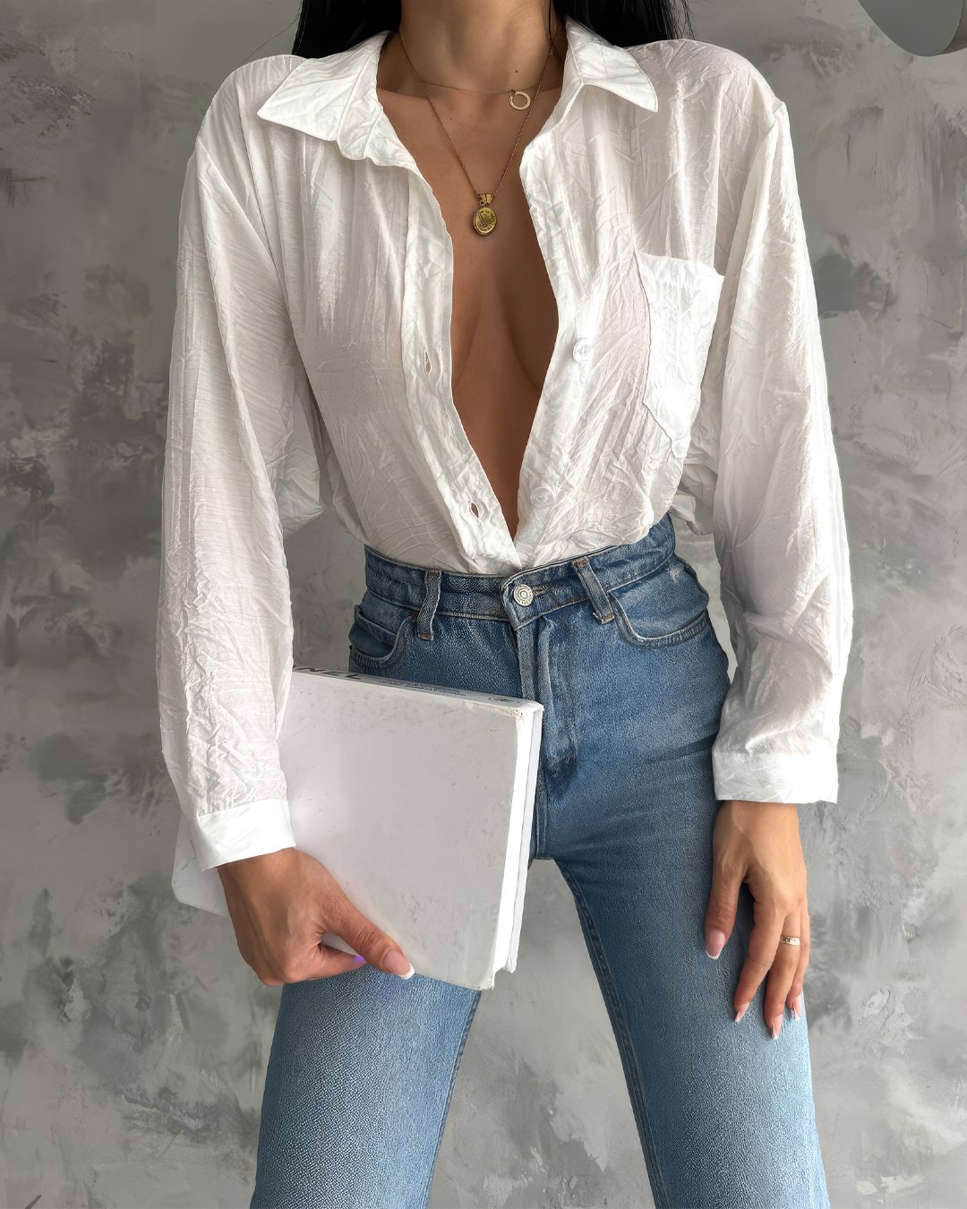 crasia-tek-parca-elbise-3 Crasia Kadın Beyaz Gömlek - Görsel 3