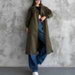 Crasia Kadın Haki Kruvaze Yaka  Kemer Detaylı Cepli Trençkot