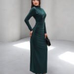 Crasia Kadın Drapeli Yeşil Uzun Elbise